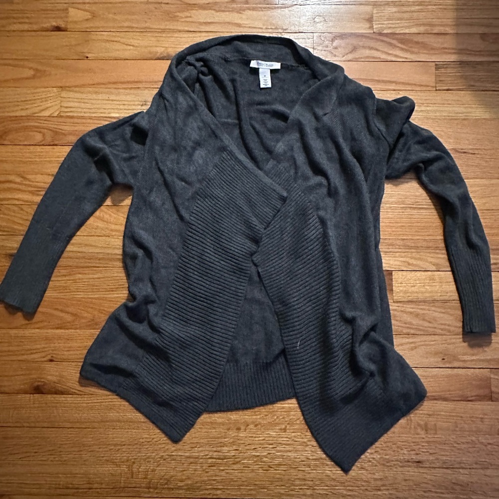 WHBM long gray cardigan